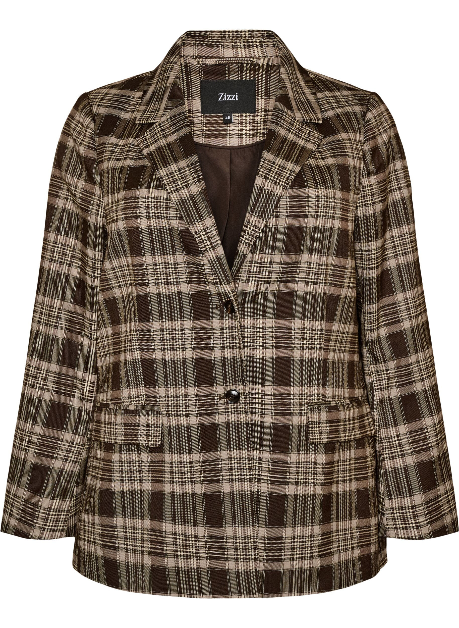 Checked blazer with pockets and back vent