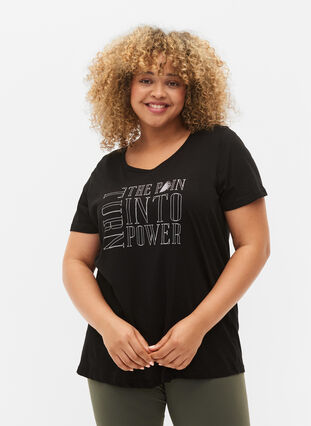 Sports t-shirt with print, Black w. turn, Model image number 0