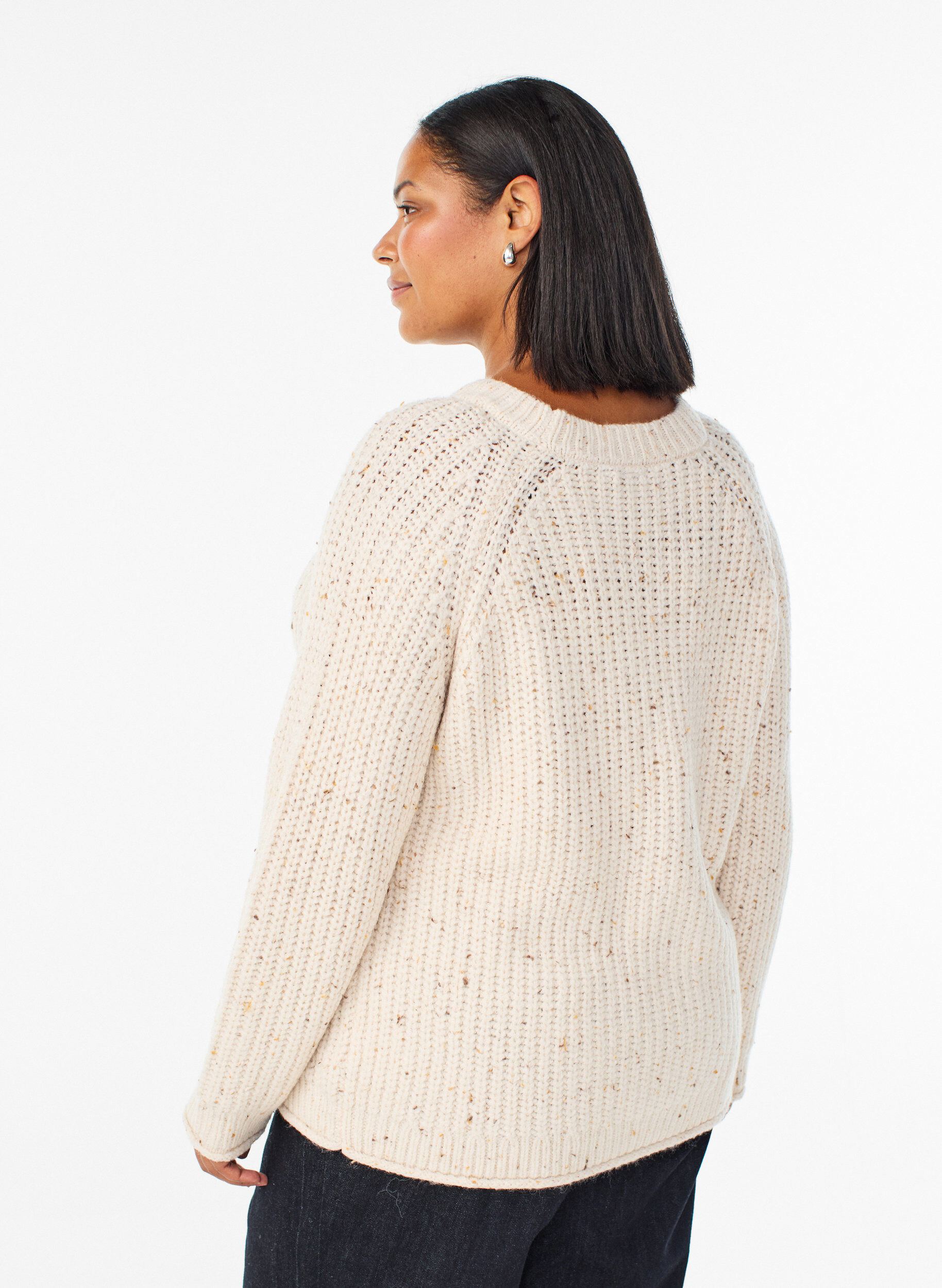 Zizzifashion Knit sweater with raglan sleeves, Beige, Model image number 2