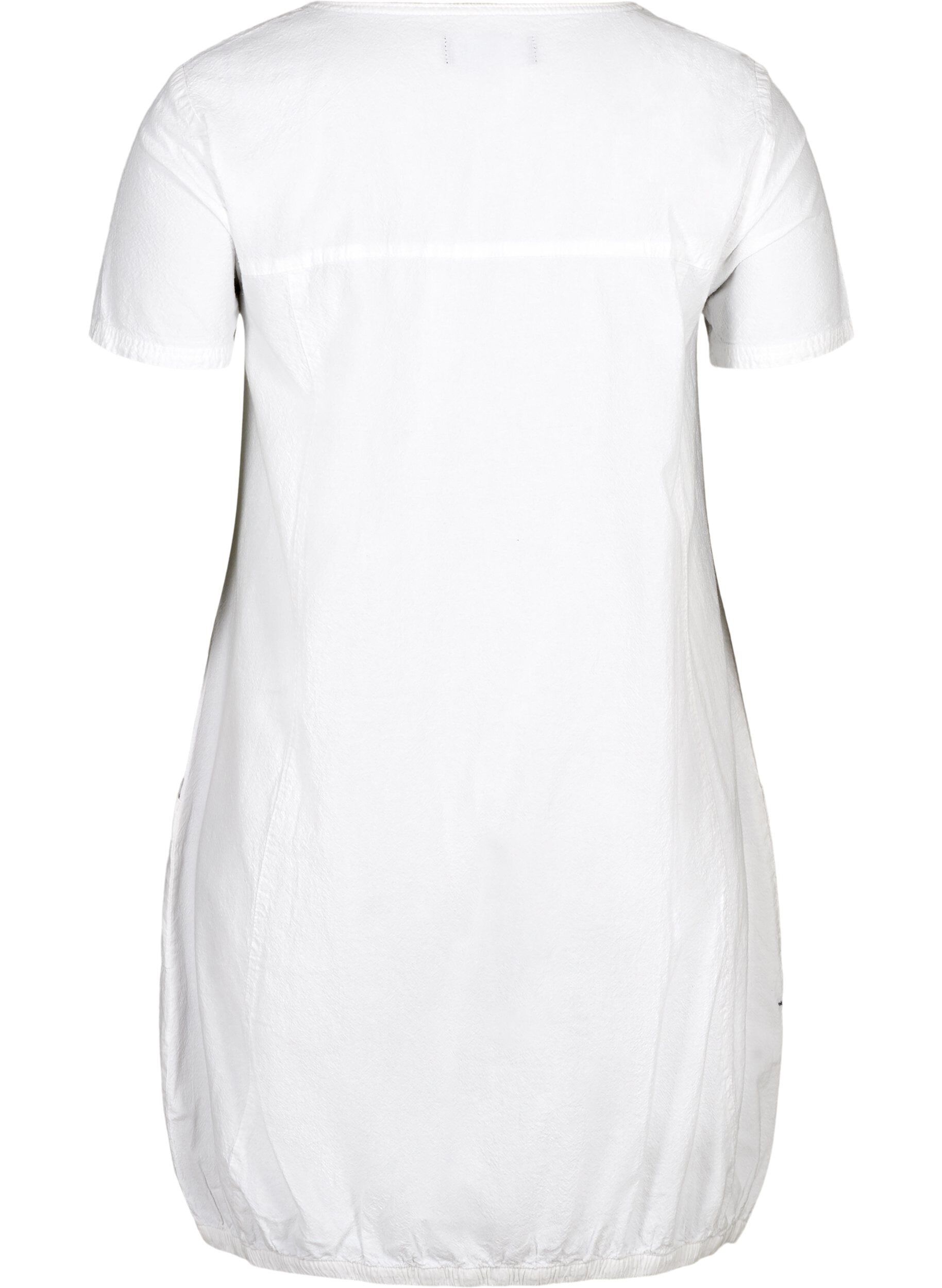 Zizzifashion Short-sleeved cotton dress, White, Packshot image number 1