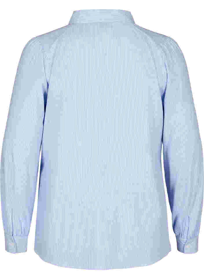 Striped cotton shirt, White/Blue stripe, Packshot image number 1