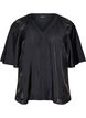 Viscose blouse with V-neck and decorative details, Black, Packshot image number 0