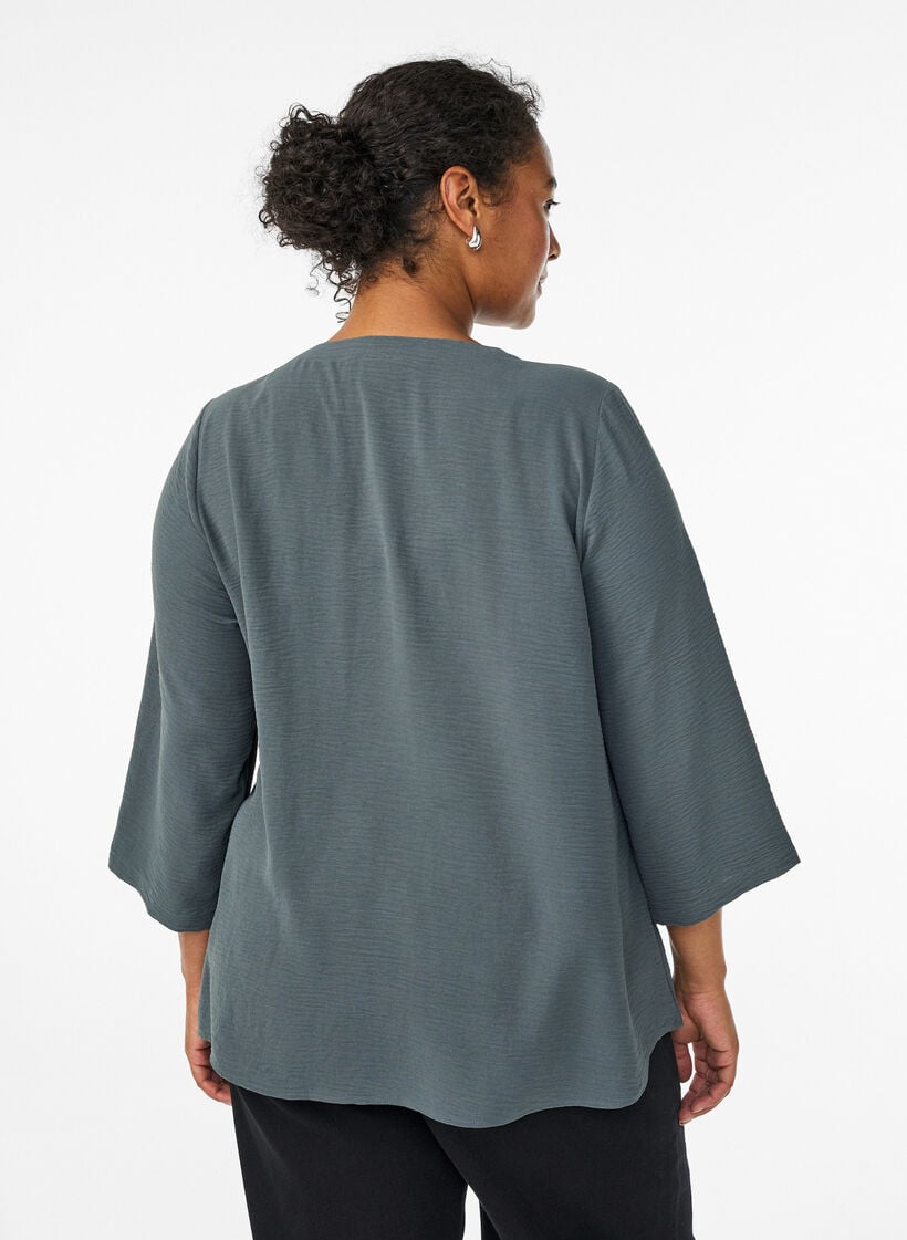 Blouse with 3/4 sleeves, Green, Model image number 2