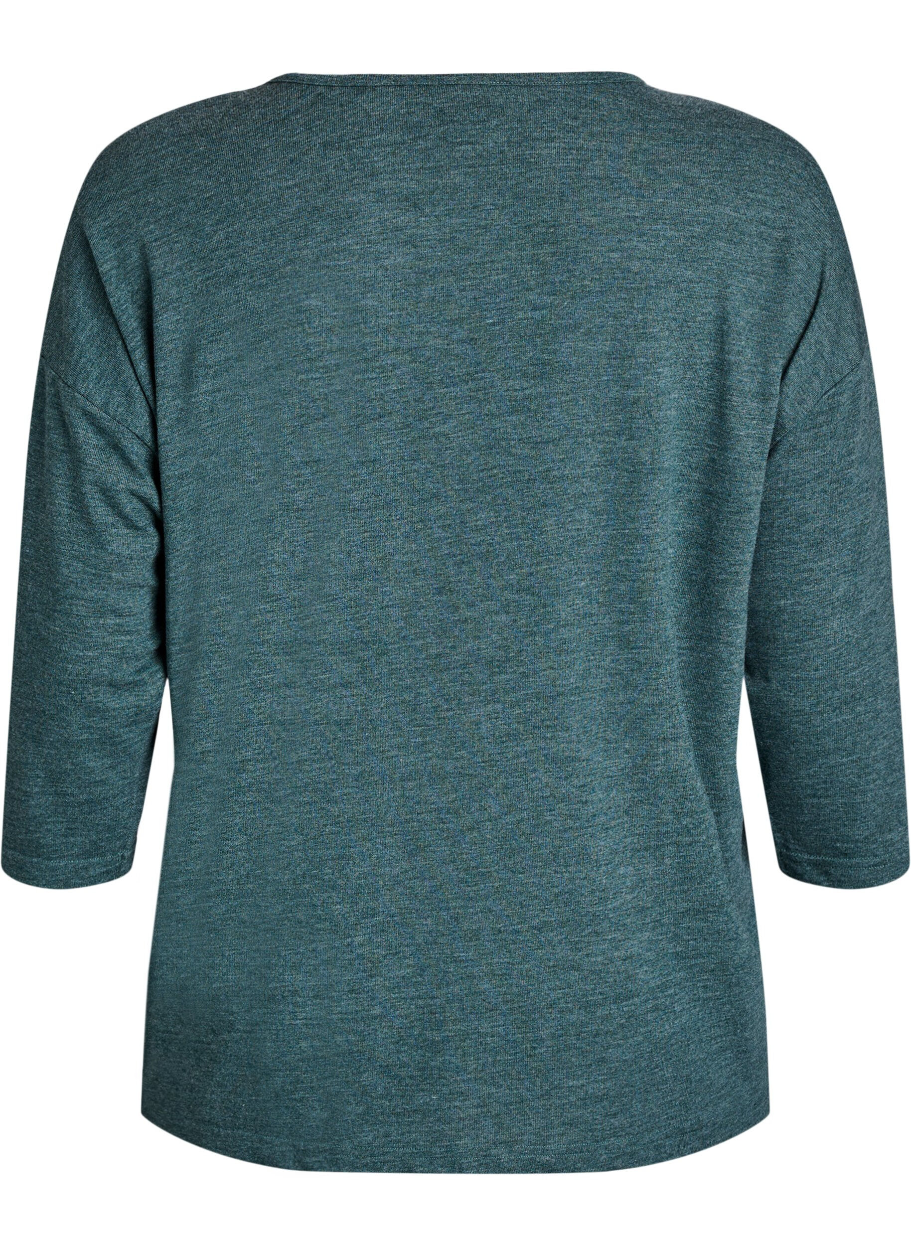 ZizzifashionJersey blouse with 3/4 sleeves, Green, Packshot image number 3
