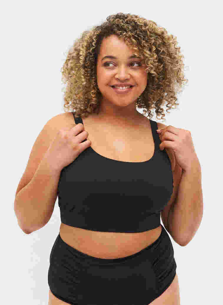 Bikini top with adjustable shoulder straps, Black, Model image number 0