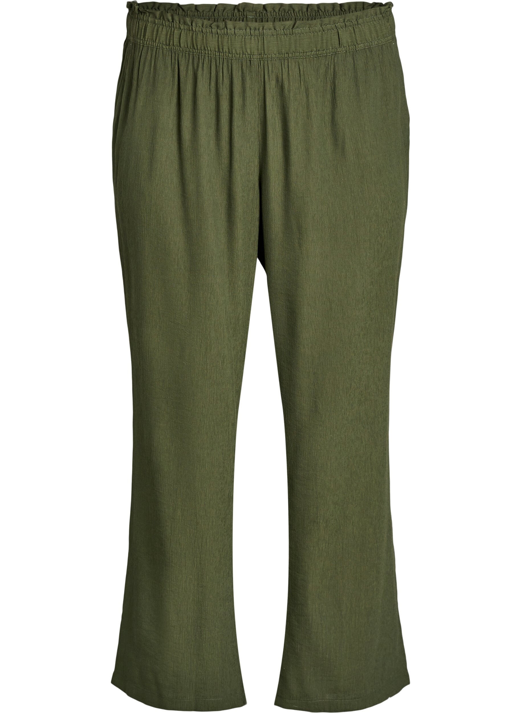 Zizzifashion High-waisted viscose trousers with pockets, Green, Packshot image number 0