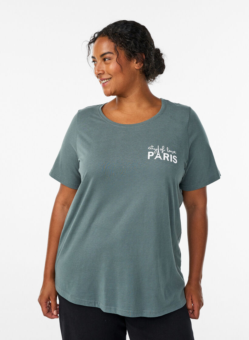 T-shirt with motif, Green, Model image number 0