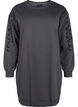 Sweat dress with embroidered details, Dark Grey, Packshot image number 0