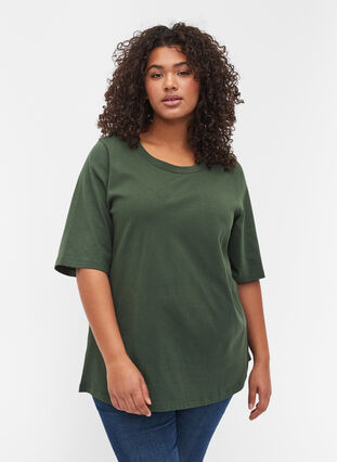 Cotton top with wide, 2/4-length sleeves, Mountain View, Model image number 0