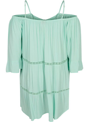 Beach tunic with off-shoulder, Brook Green, Packshot image number 1