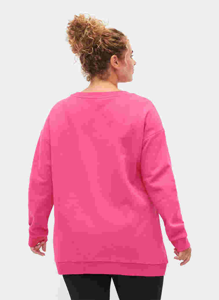 Printed cotton sweatshirt, Fuchsia Purple, Model image number 1
