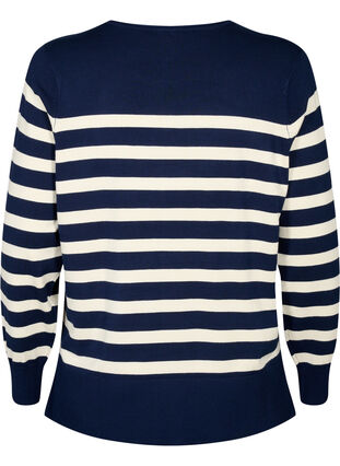 Striped viscose blouse, Navy Blazer Comb, Packshot image number 1