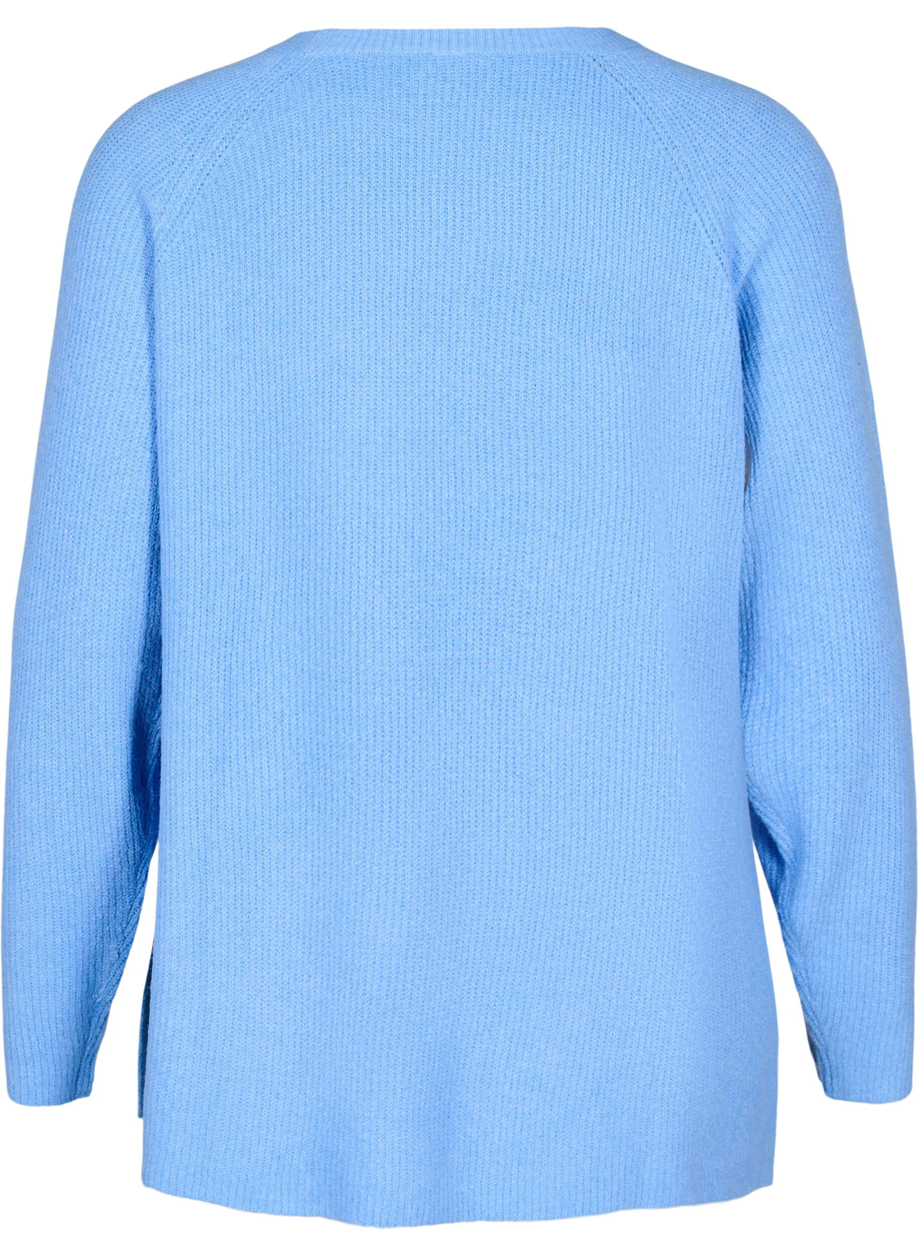 Zizzifashion Knitted blouse with round neck, Della R. Blue Mel., Packshot image number 1