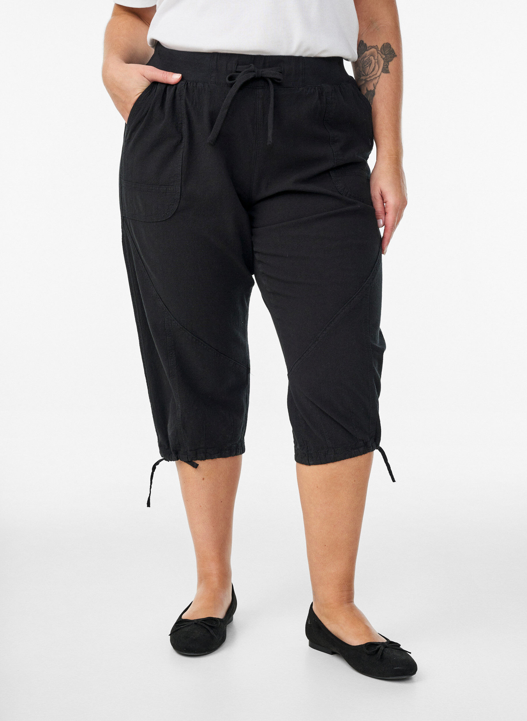 ZizzifashionCotton Capri trousers, Black, Model image number 2