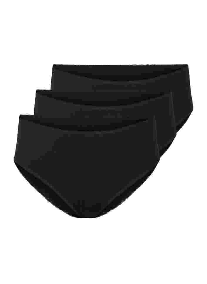 3-pack high waist cotton briefs, Black, Packshot image number 0