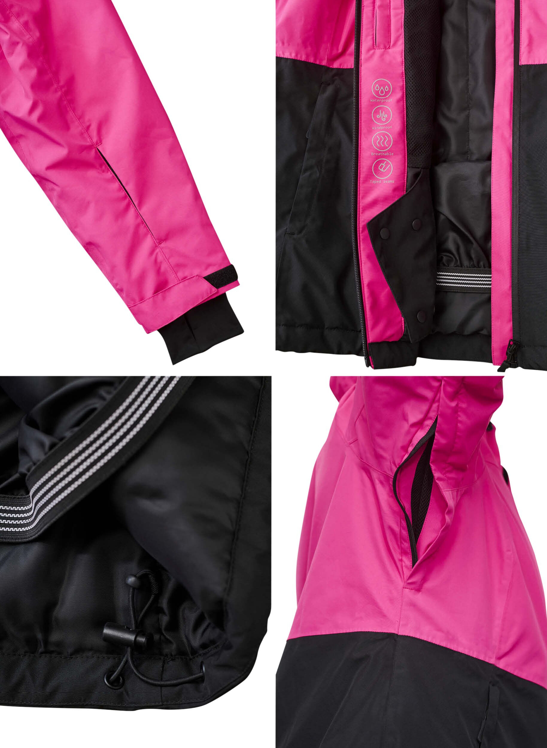Zizzifashion Two-tone ski jacket with hood, Fuchsia Purple Comb, Packshot image number 3