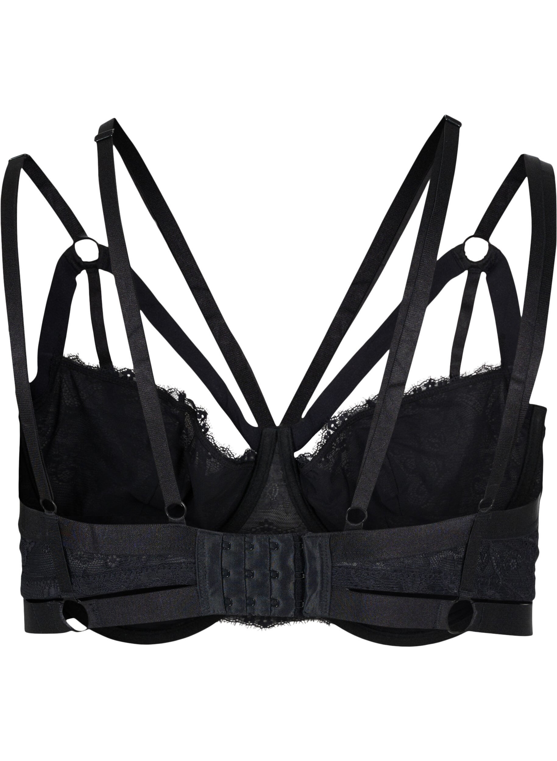 Zizzifashion Underwired bra with string details, Black, Packshot image number 1