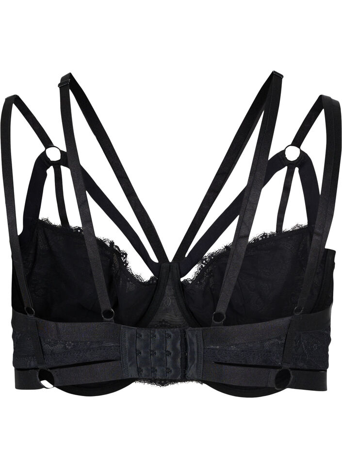 Underwired bra with string details, Black, Packshot image number 1