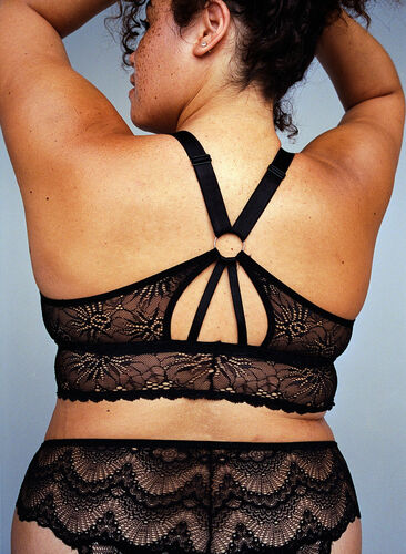 Lace bralette with back detail, Black, Image image number 1