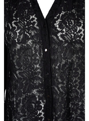 Lace tunic with button closure, Black, Packshot image number 2