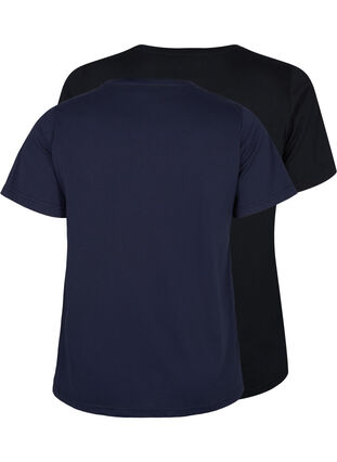 FLASH - 2-pack round neck t-shirts, Navy Blazer/Black, Packshot image number 1