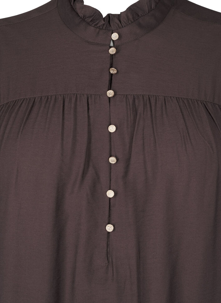 Short dress with ruffle collar, Seal Brown, Packshot image number 2