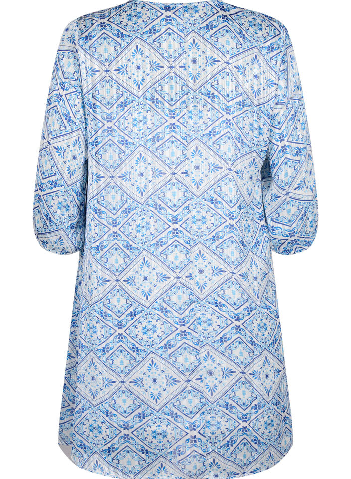 Printed dress with v-neck and 3/4 sleeves, Birch Graphic AOP, Packshot image number 1