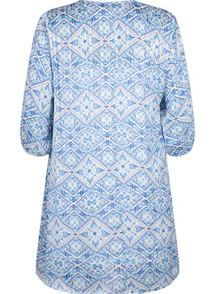 Printed dress with v-neck and 3/4 sleeves, Birch Graphic AOP, Packshot image number 1