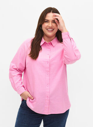 Long-sleeved cotton shirt, Pink Frosting, Model image number 0