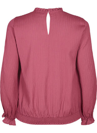 Smock blouse with ruffles and texture, Dry Rose, Packshot image number 1