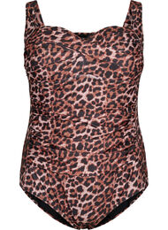 Swimsuit with draping and padded cups, Leopard, Packshot