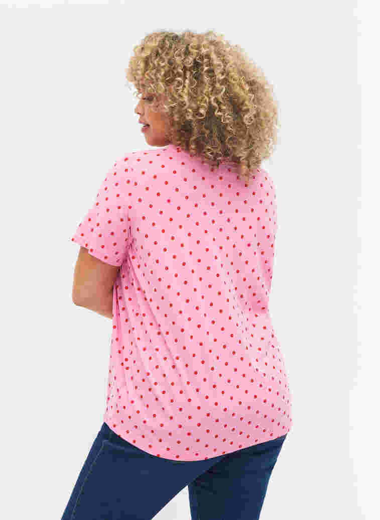 Polka dotted cotton t-shirt, Prism Pink W. Dot, Model image number 1
