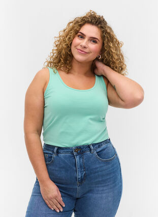 Solid colour basic top, Dusty Jade Green, Model image number 0