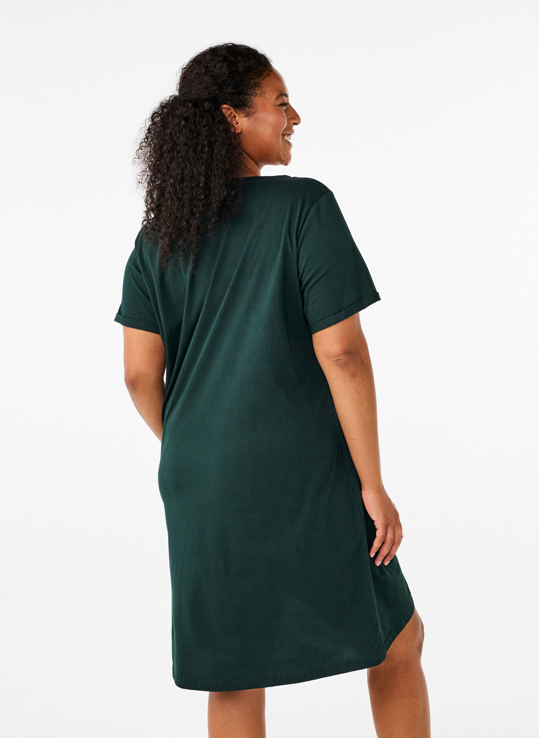 Zizzifashion Short-sleeved nightgown in organic cotton, Green, Model image number 2
