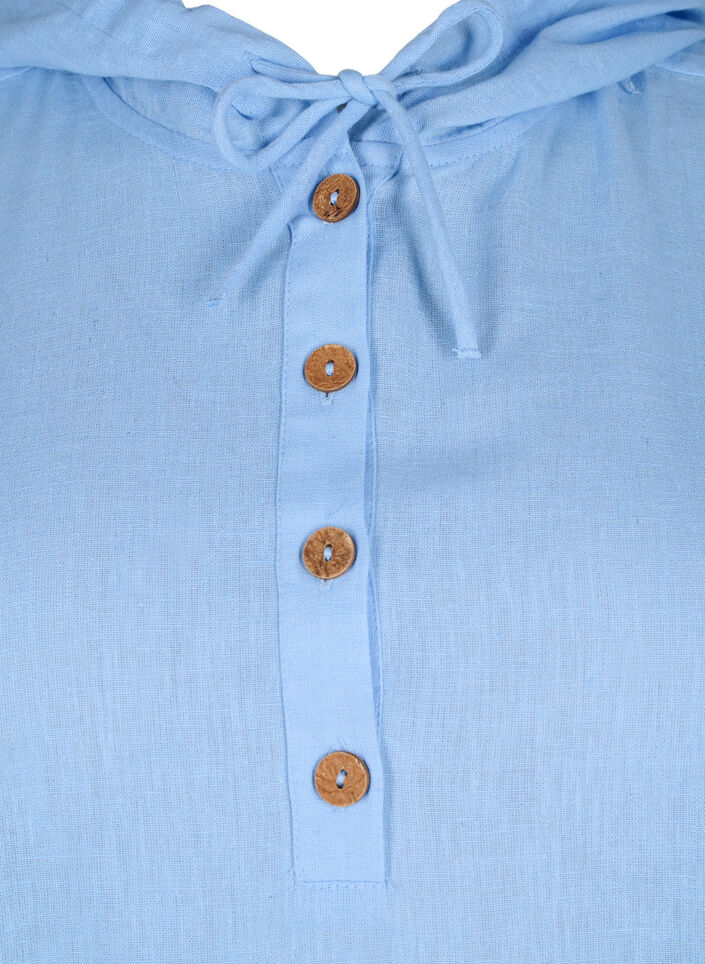 Hooded tunic in cotton and linen, Serenity, Packshot image number 2