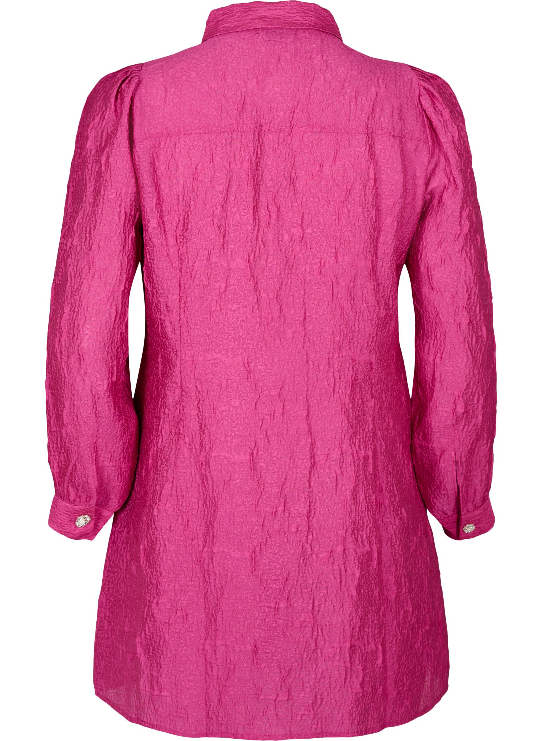 Zizzifashion Shirt dress with texture and pearl buttons, Cactus Flower, Packshot image number 1