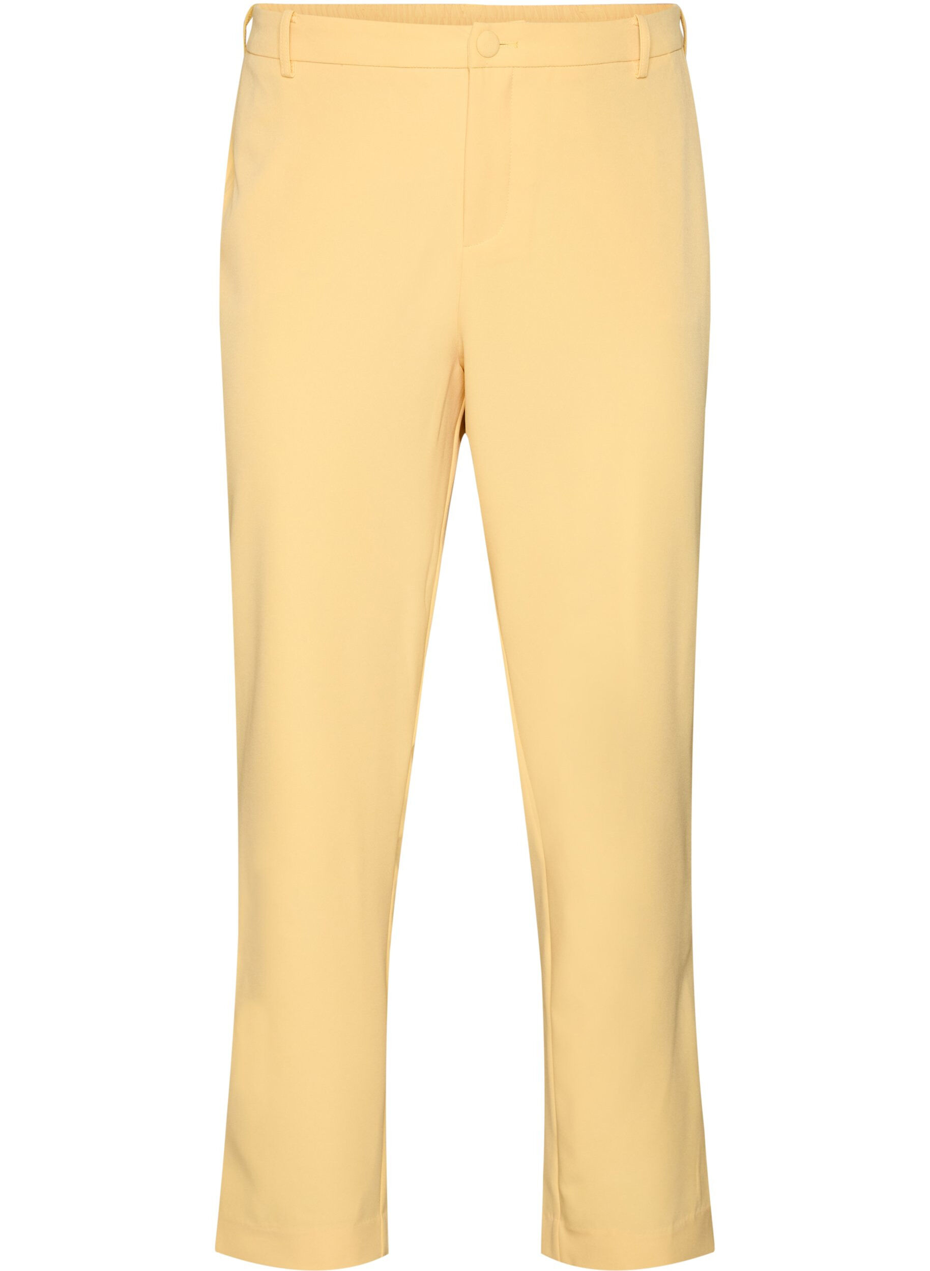 Trousers with pockets and straight legs