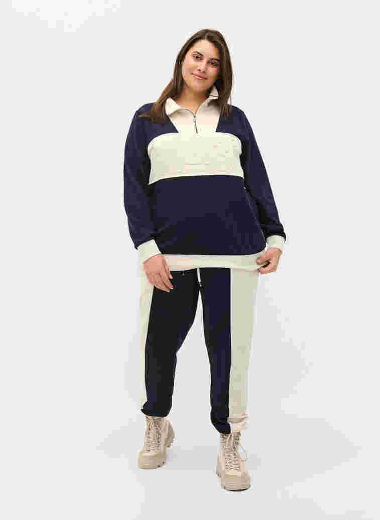 Colour-block sweatshirt, Night Sky/Off White, Model image number 3
