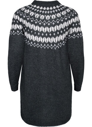 Patterned knit dress with wool, Dark Grey Mel Comb, Packshot image number 1