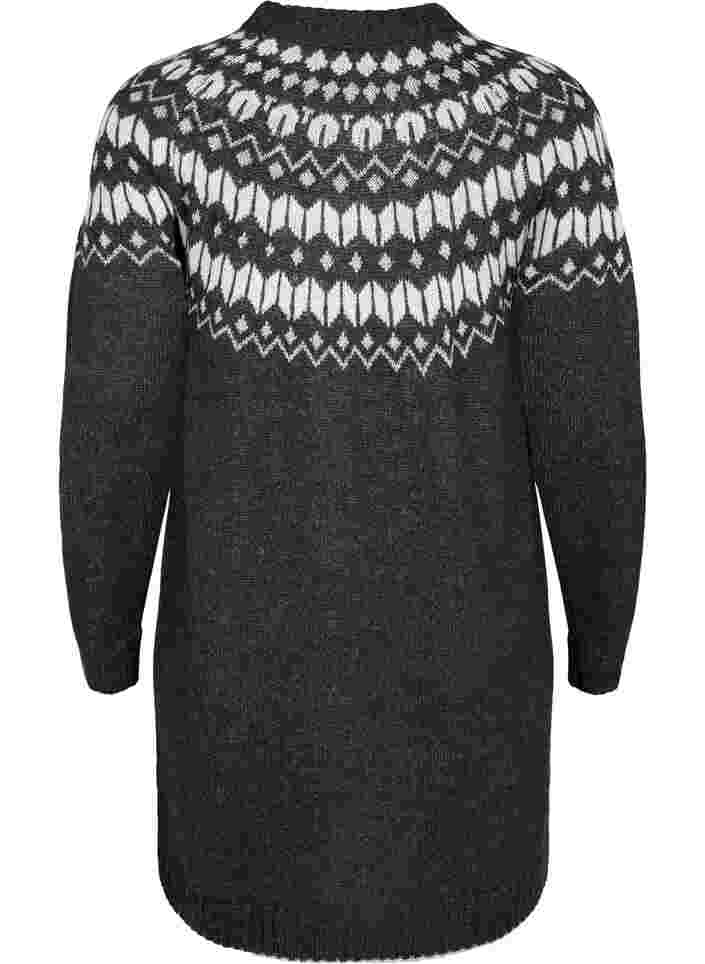 Patterned knit dress with wool, Dark Grey Mel Comb, Packshot image number 1