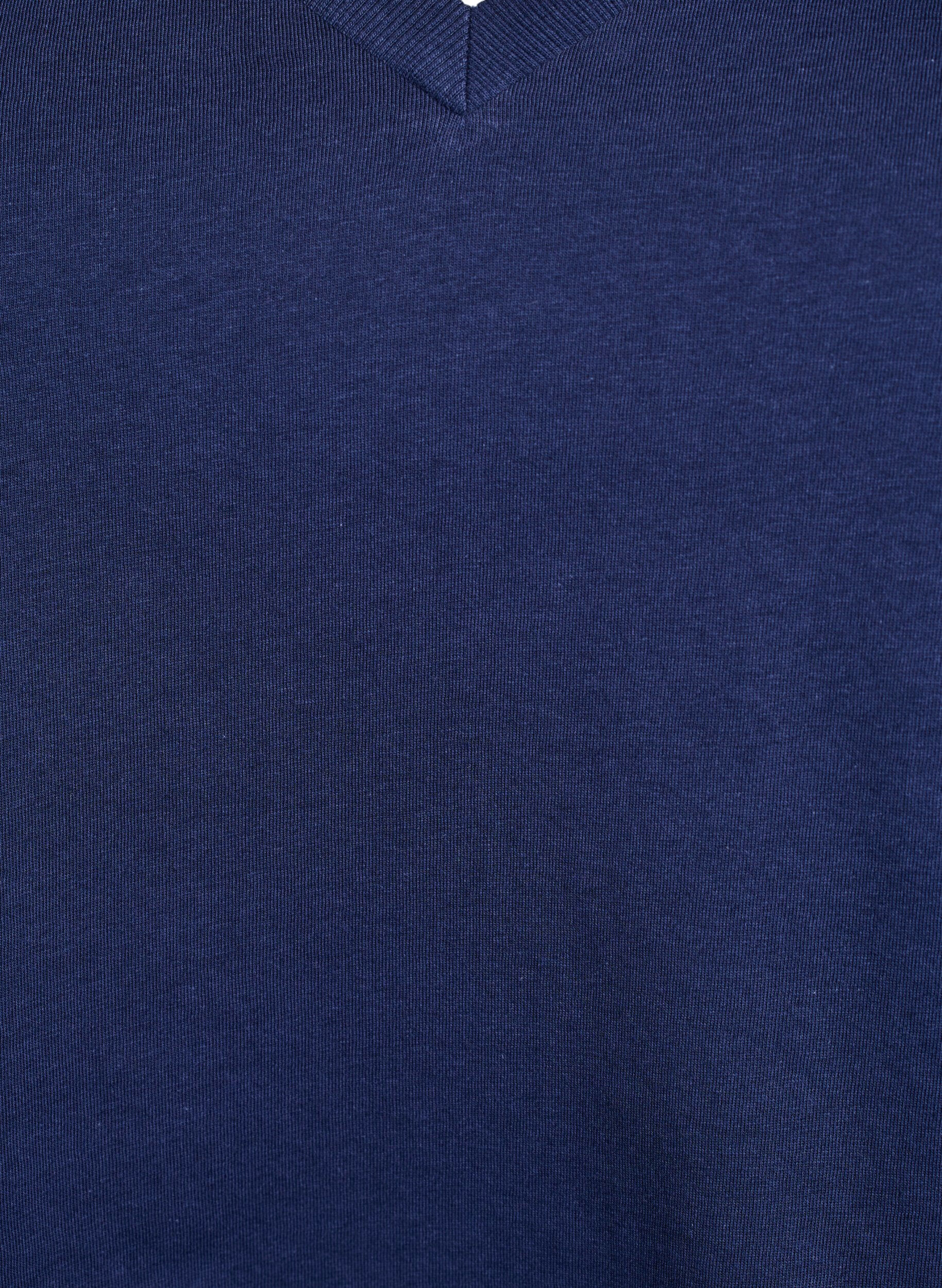 Zizzifashion Basic cotton T-shirt with a V-neck, Blue, Packshot image number 2