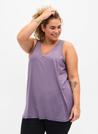 Sports top with V-neck, Purple Sage, Model