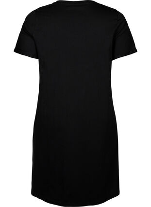 Short-sleeved nightgown in organic cotton, Black Sleep, Packshot image number 1