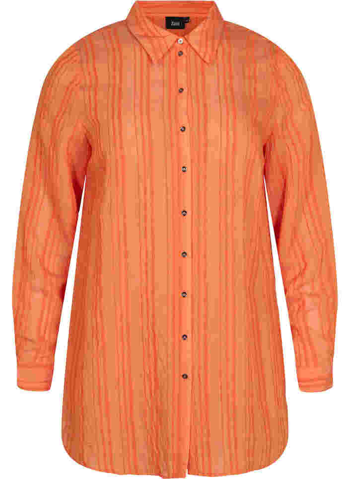 Long striped shirt with long sleeves, Harvest Pumpkin, Packshot image number 0