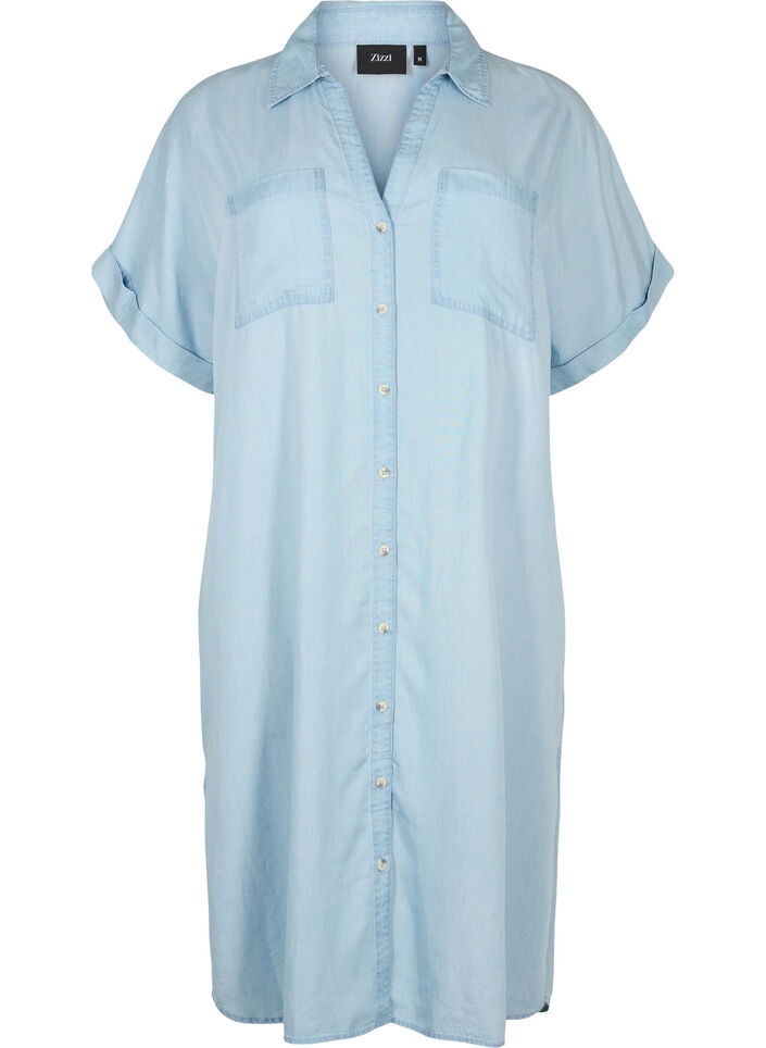 Short sleeve shirt dress in lyocell (TENCEL™), Light blue denim, Packshot image number 0