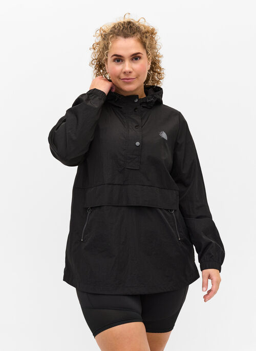 Hooded sports jacket with pockets