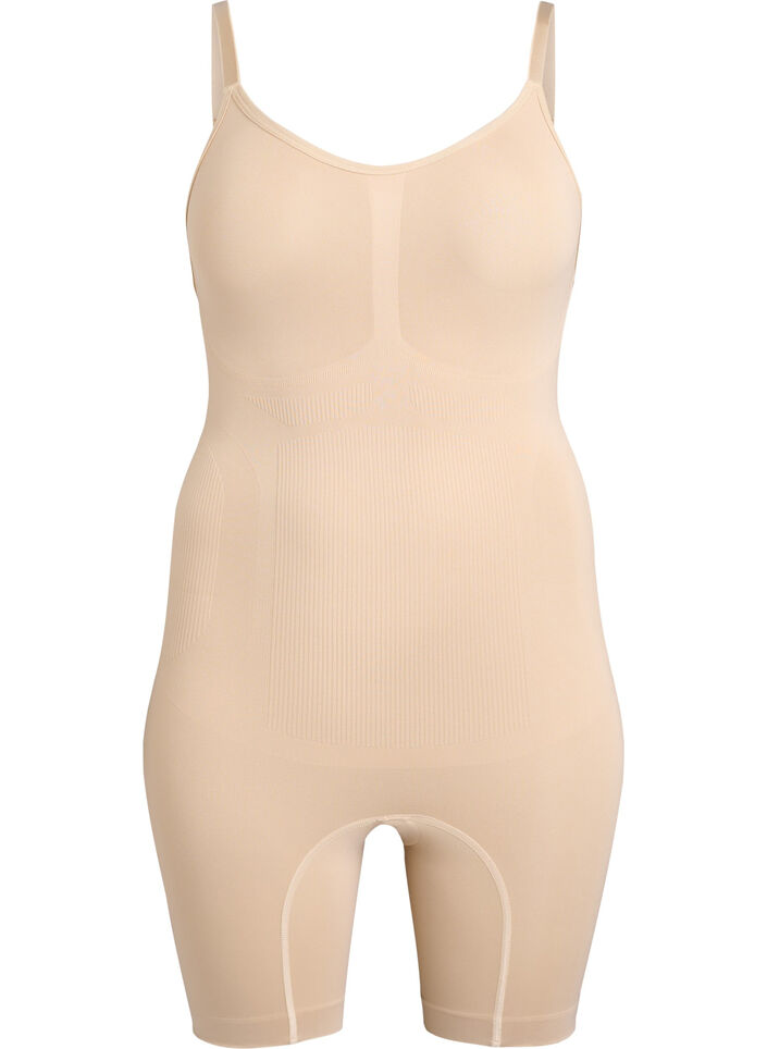 Shapewear bodysuit with opening at the bottom, Beige, Packshot image number 0