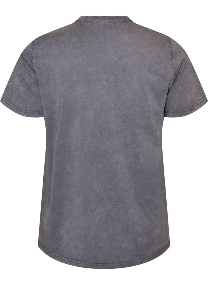 Cotton T-shirt with a washed look and embroidered motif, Grey, Packshot image number 1