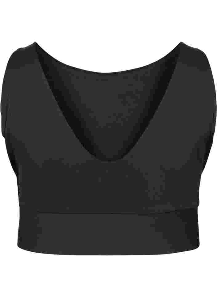 Block coloured sports bra with v-back, Black, Packshot image number 1
