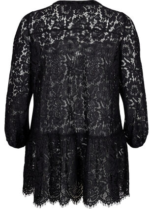 Lace tunic with button closure, Black, Packshot image number 1